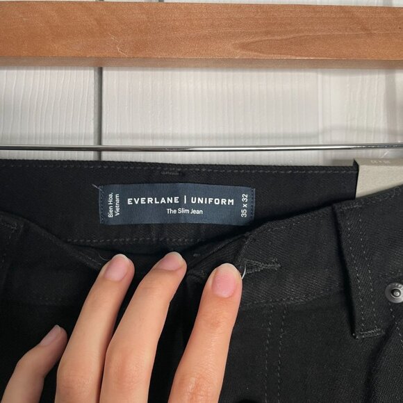 Everlane Uniform The Slim High Stretch Black Denim Jeans Men's Size 35x32 NWT - Picture 4 of 9